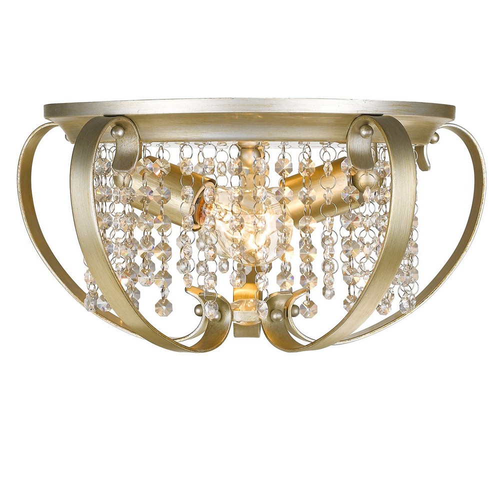 Golden Lighting-1323-FM WG-Ella - 2 Light Flush Mount in Contemporary style - 7 Inches high by 14.5 Inches wide   White Gold Finish
